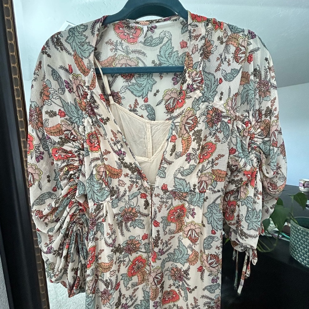 Like new Free People dress! Floral sheer with slip underneath